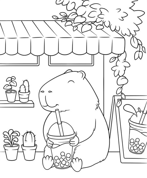 Tranh tô màu Capybara cute 5